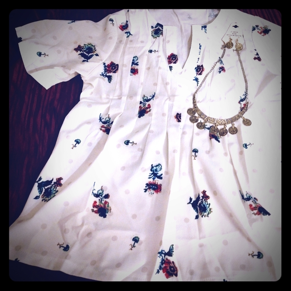 New Small White Floral Shirt